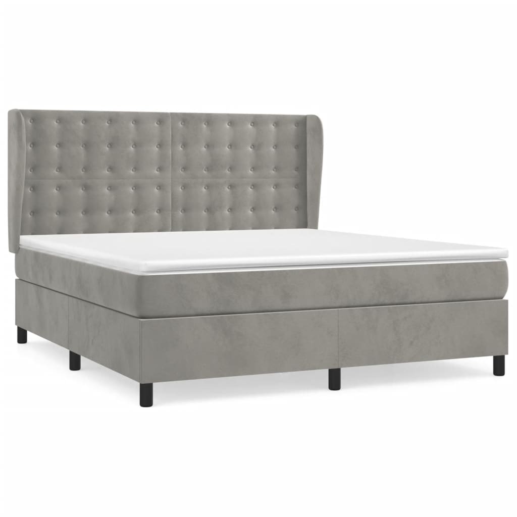 Giroletto a Molle con Materasso Grigio Chiaro 160x200cm Velluto | homemem39