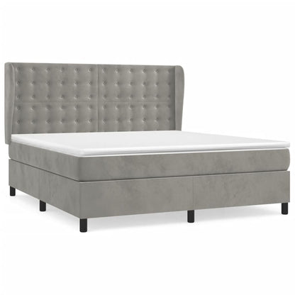 Giroletto a Molle con Materasso Grigio Chiaro 160x200cm Velluto | homemem39