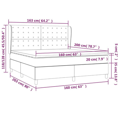 Giroletto a Molle con Materasso Grigio Chiaro 160x200cm Velluto | homemem39