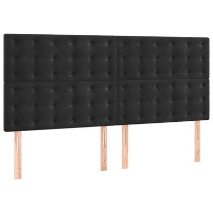 Giroletto a Molle con Materasso Nero 160x200 cm in Velluto | homemem39