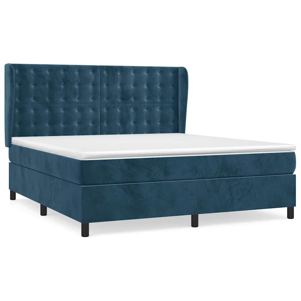 Giroletto a Molle con Materasso Blu Scuro 160x200 cm in Velluto | homemem39