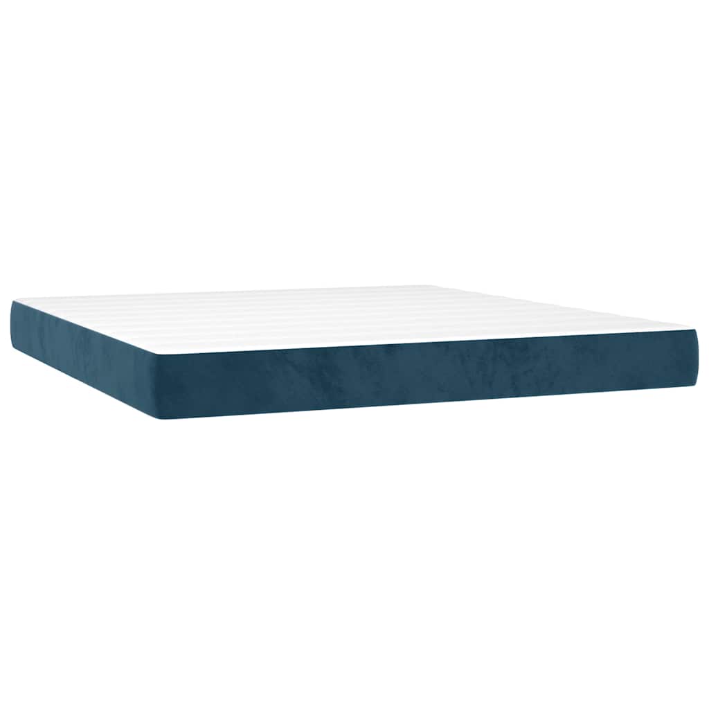 Giroletto a Molle con Materasso Blu Scuro 160x200 cm in Velluto | homemem39