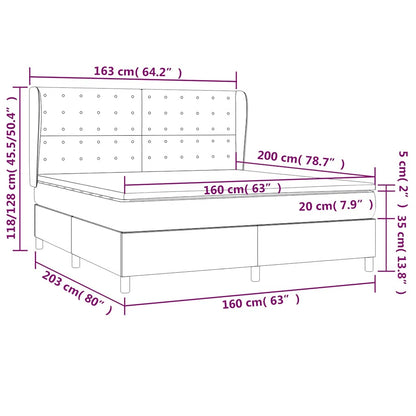 Giroletto a Molle con Materasso Blu Scuro 160x200 cm in Velluto | homemem39