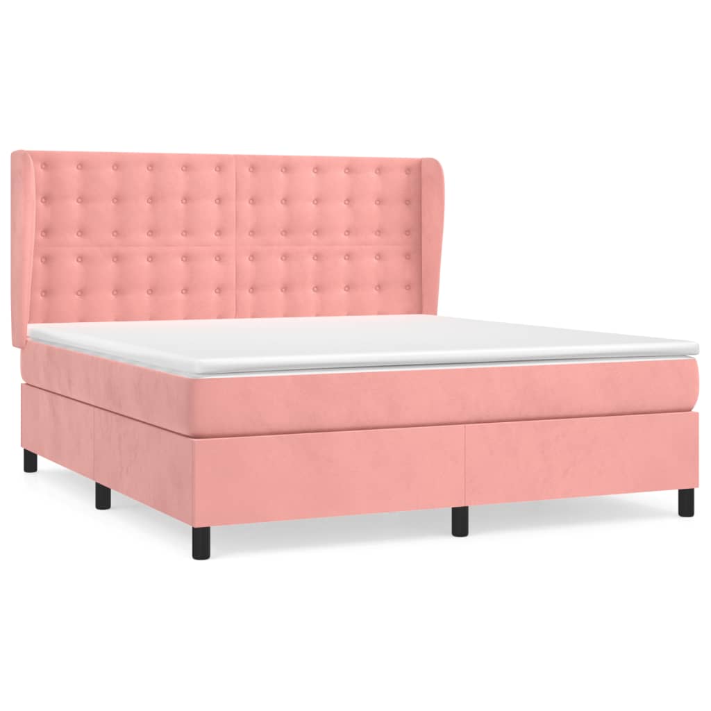 Giroletto a Molle con Materasso Rosa 160x200 cm in Velluto | homemem39