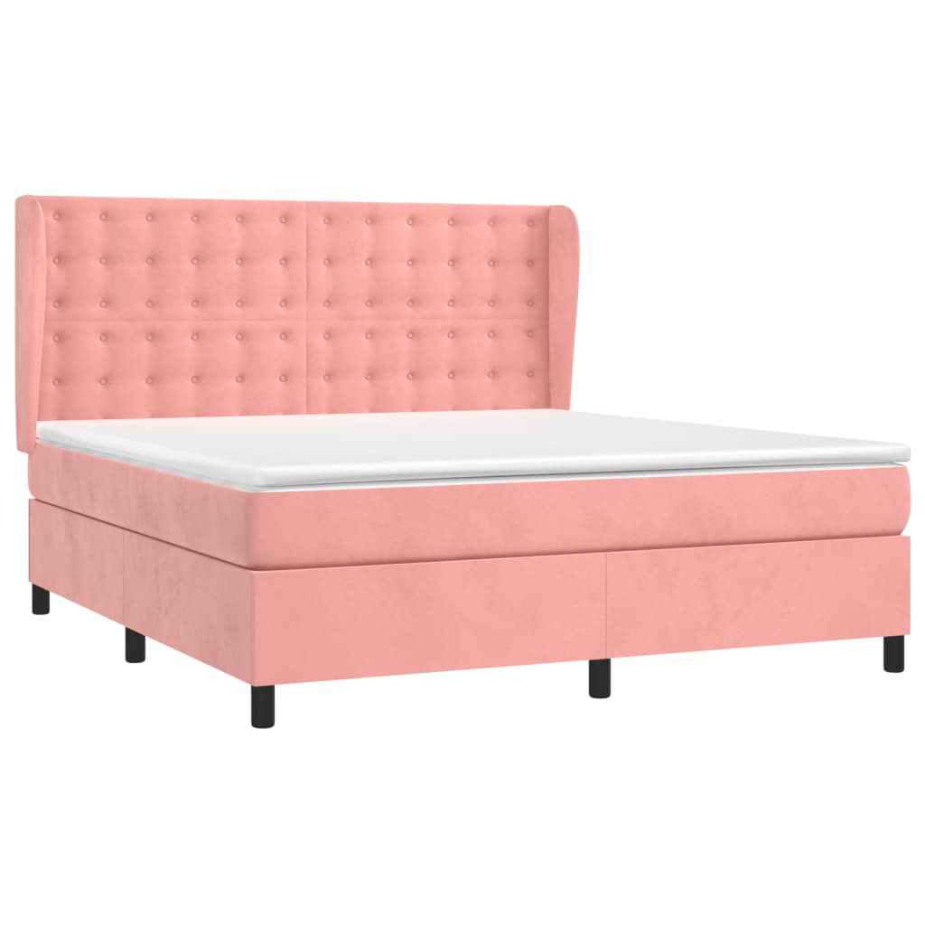 Giroletto a Molle con Materasso Rosa 160x200 cm in Velluto | homemem39