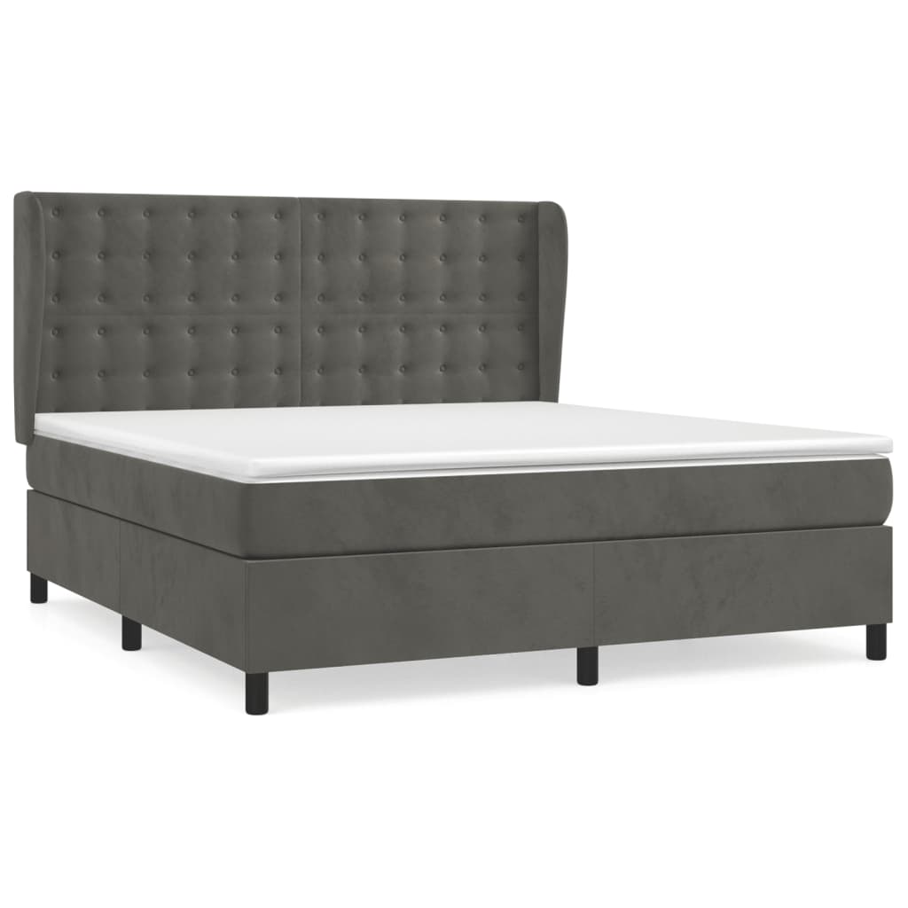 Giroletto a Molle con Materasso Grigio Scuro 180x200 cm Velluto | homemem39