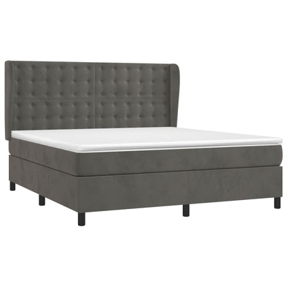Giroletto a Molle con Materasso Grigio Scuro 180x200 cm Velluto | homemem39