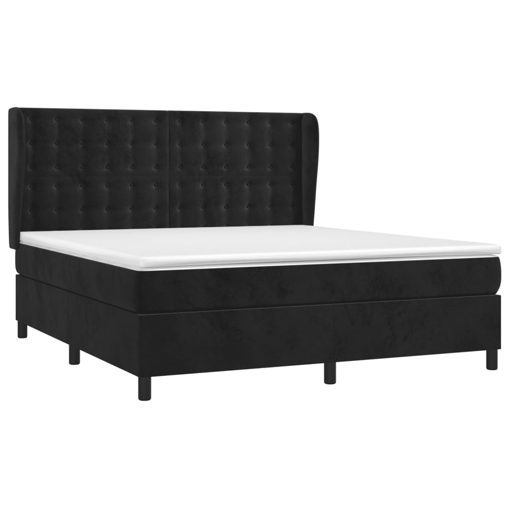 Giroletto a Molle con Materasso Nero 180x200 cm in Velluto | homemem39