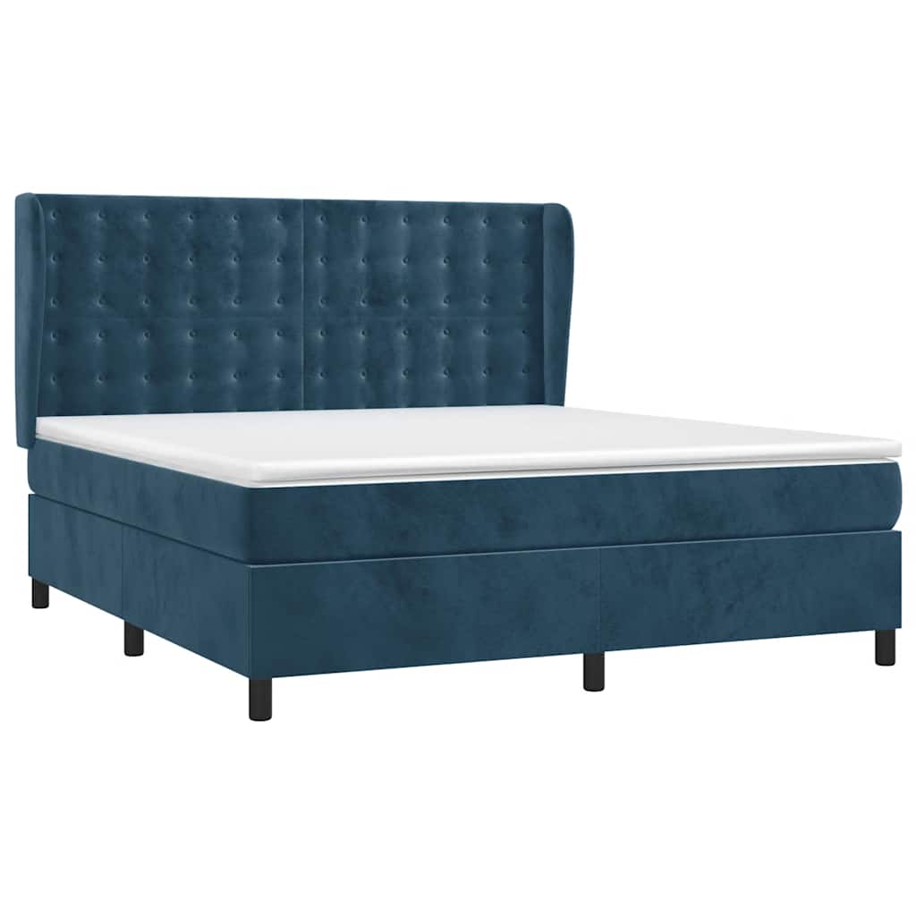 Giroletto a Molle con Materasso Blu Scuro 180x200 cm in Velluto | homemem39
