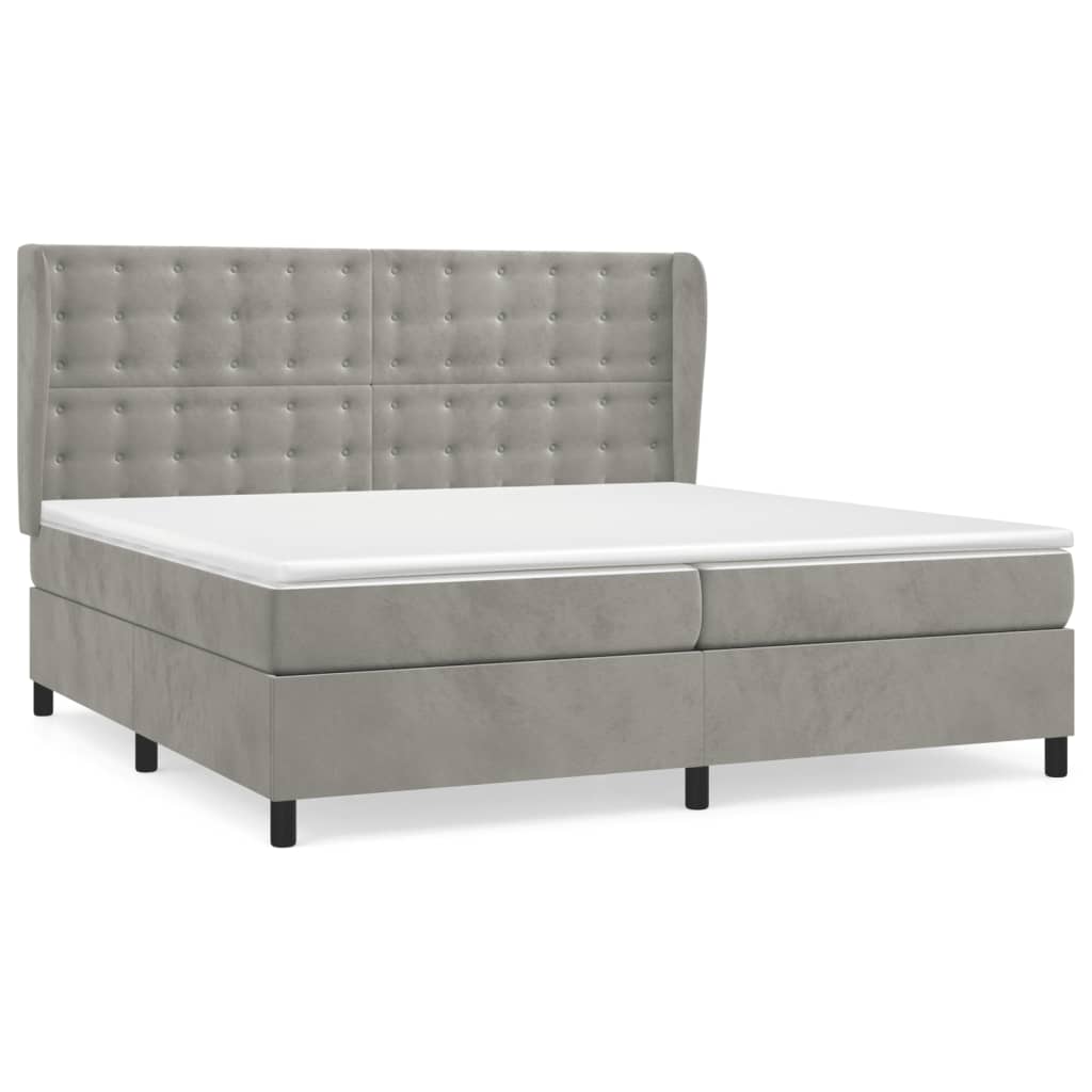 Giroletto a Molle con Materasso Grigio Chiaro 200x200cm Velluto | homemem39