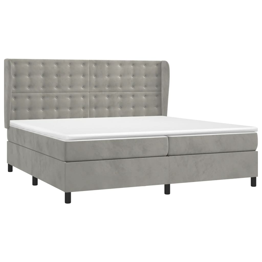 Giroletto a Molle con Materasso Grigio Chiaro 200x200cm Velluto | homemem39