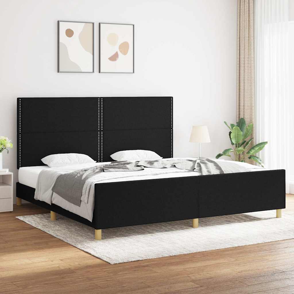 Giroletto senza Materasso Nero 200x200 cm in Tessuto
