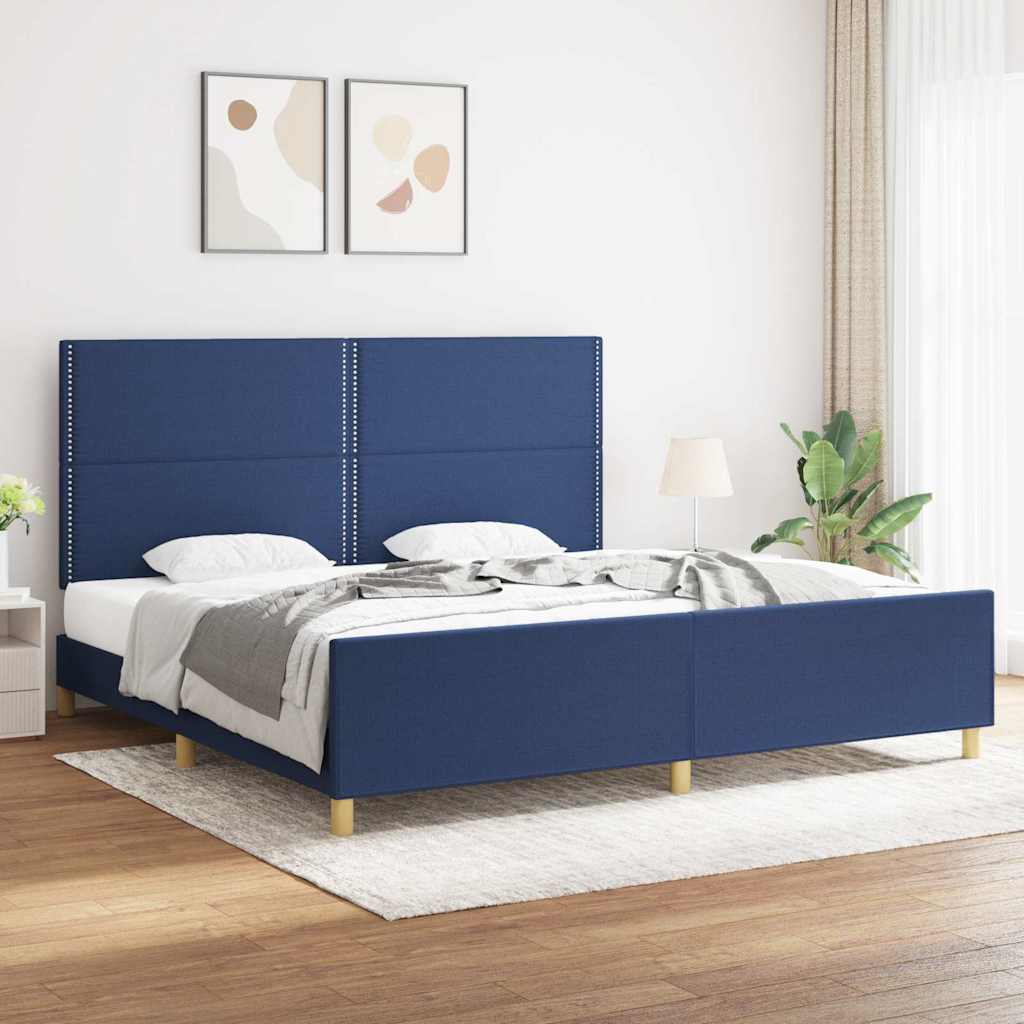 Giroletto senza Materasso Blu 200x200 cm in Tessuto