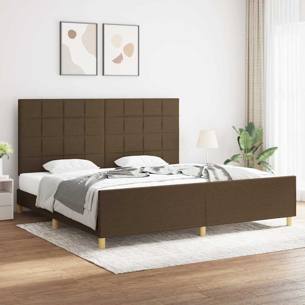 Giroletto senza Materasso Marrone Scuro 200x200 cm in Tessuto
