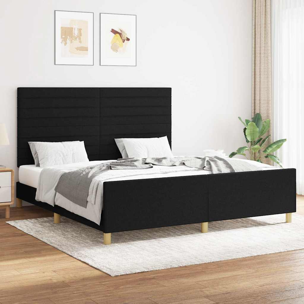 Giroletto senza Materasso Nero 160x200 cm in Tessuto