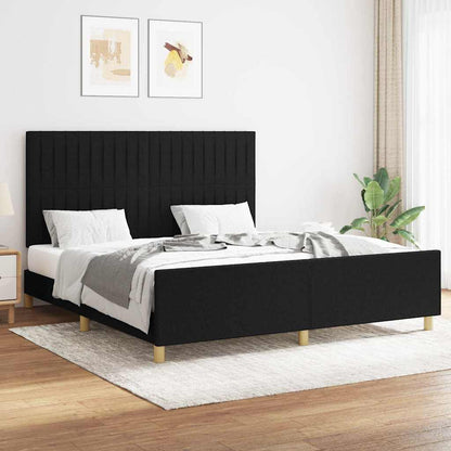 Giroletto senza Materasso Nero 160x200 cm in Tessuto