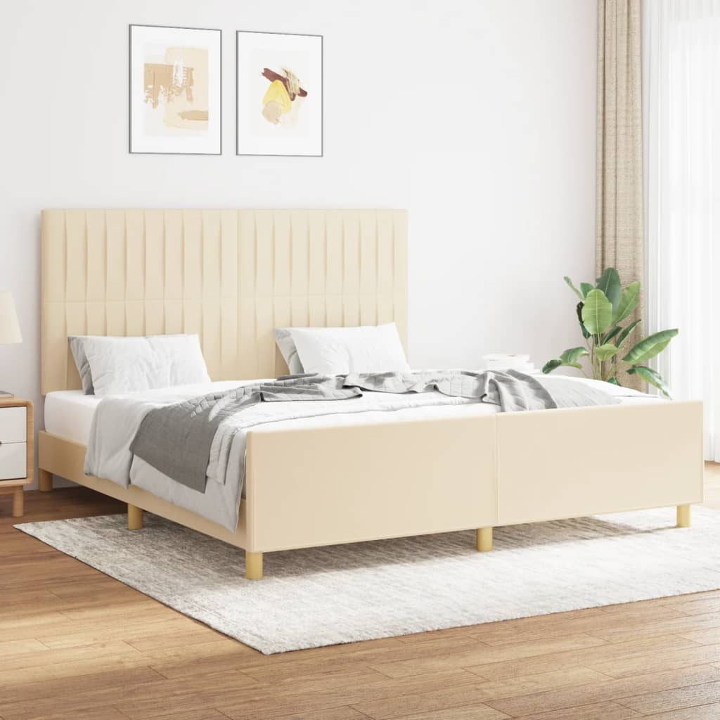 Giroletto senza Materasso Crema 160x200 cm in Tessuto