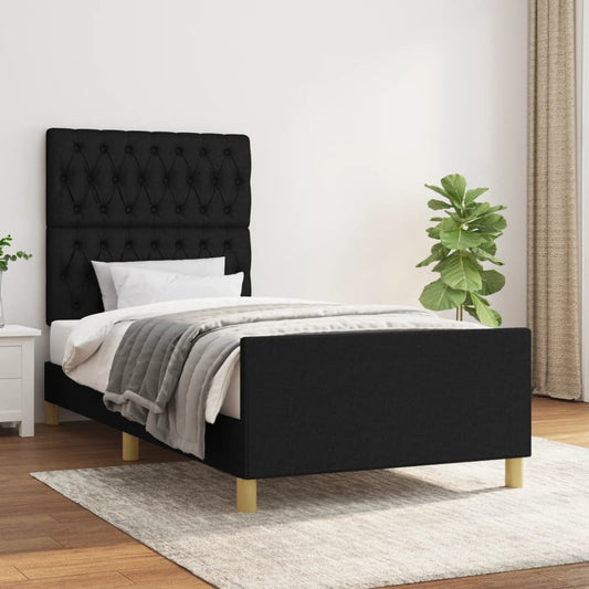 Giroletto senza Materasso Nero 100x200 cm in Tessuto