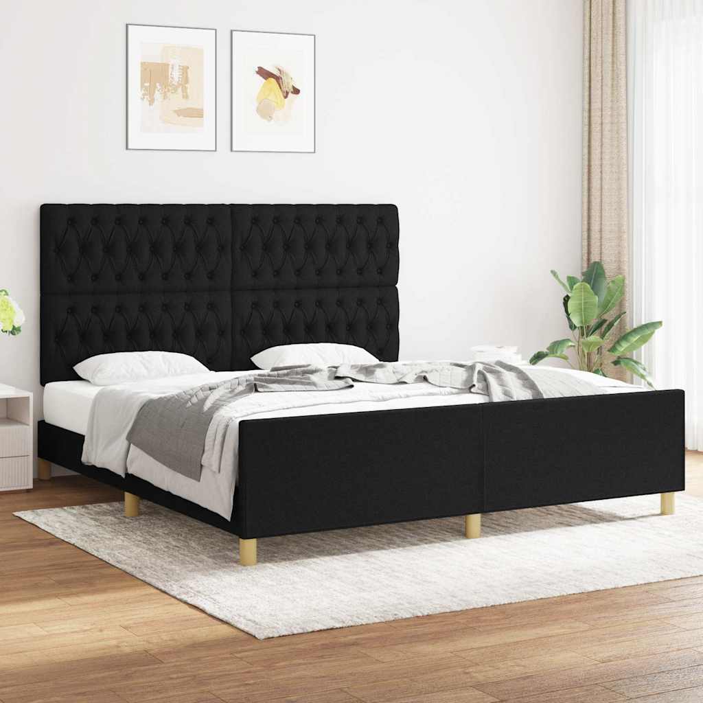 Giroletto senza Materasso Nero 180x200 cm in Tessuto