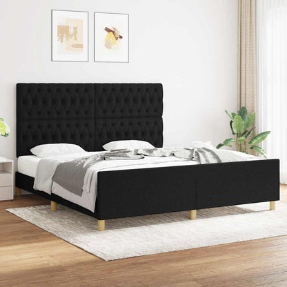 Giroletto senza Materasso Nero 180x200 cm in Tessuto