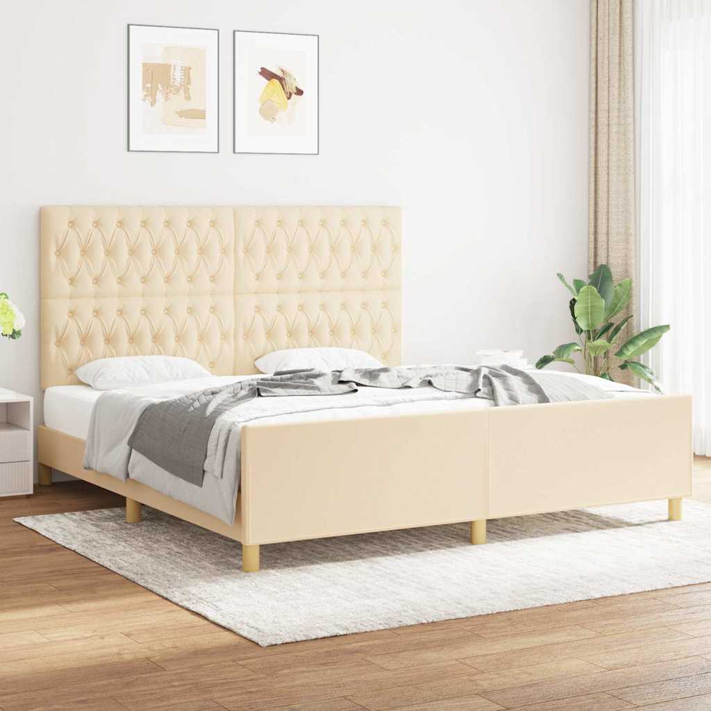 Giroletto senza Materasso Crema 180x200 cm in Tessuto