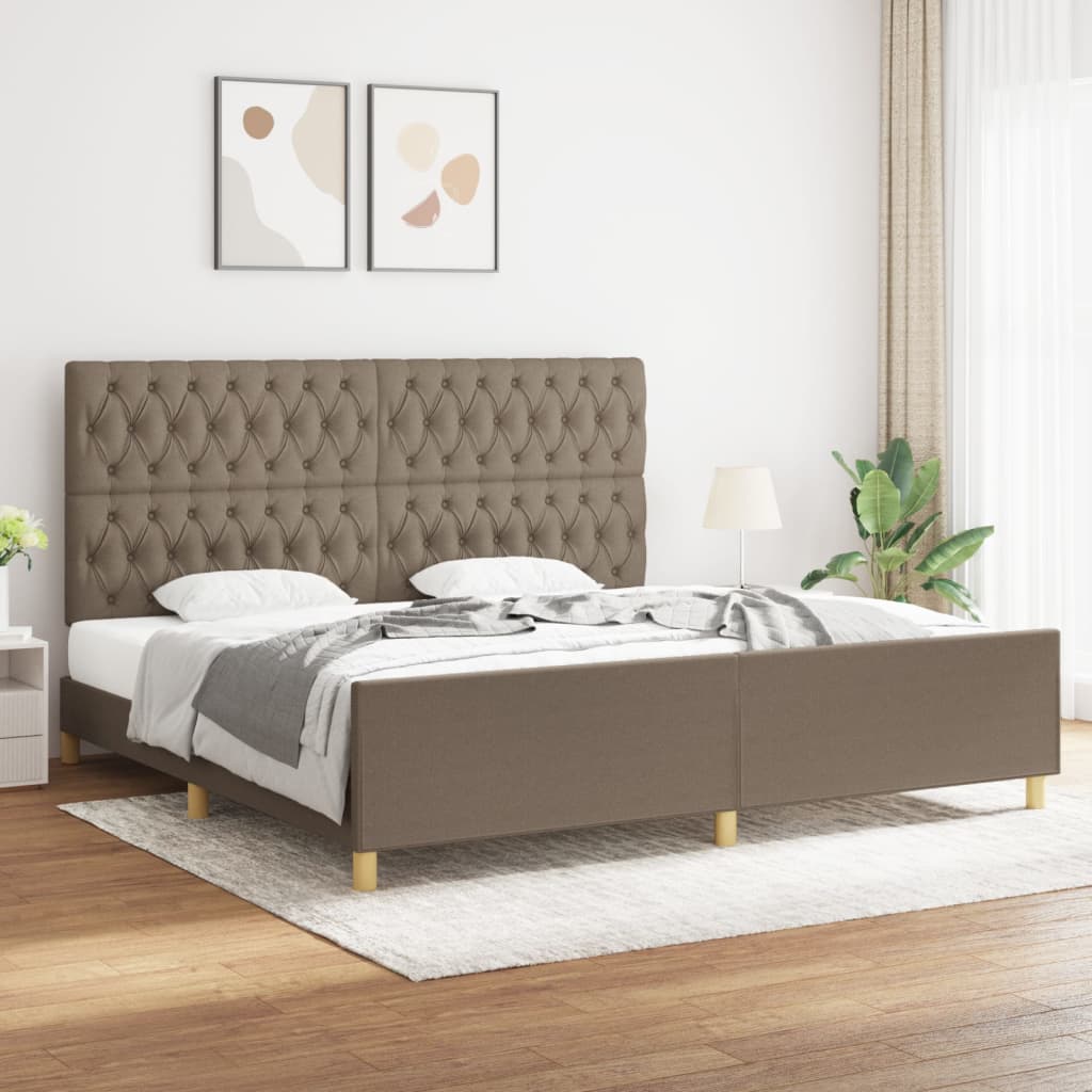 Giroletto con Testiera Grigio Tortora 200x200 cm in Tessuto | homemem39