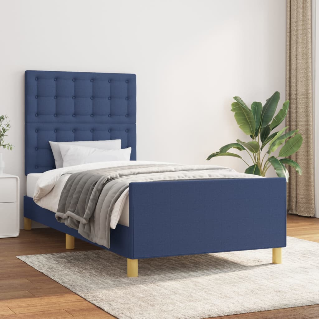 Giroletto con Testiera Blu 80x200 cm in Tessuto | homemem39