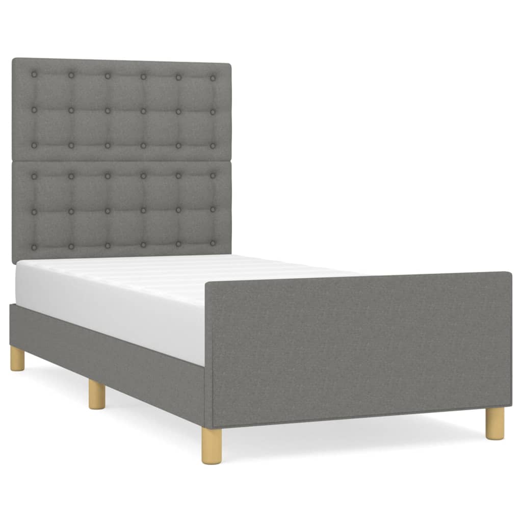 Giroletto con Testiera Grigio Scuro 90x190 cm in Tessuto | homemem39