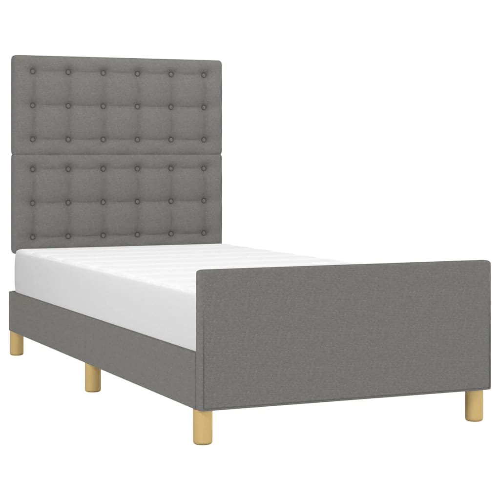 Giroletto con Testiera Grigio Scuro 90x190 cm in Tessuto | homemem39