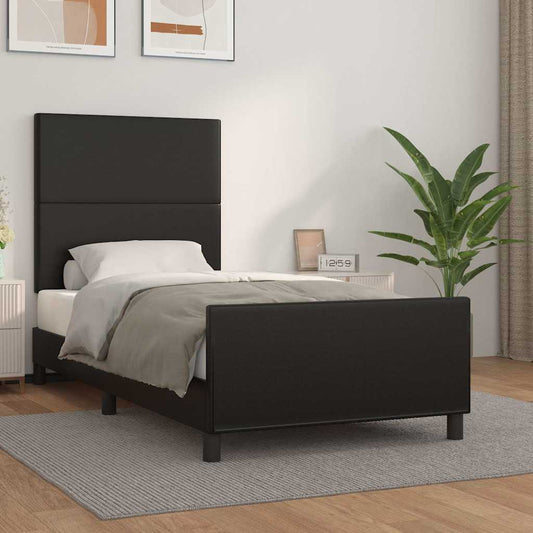 Giroletto con Testiera Nero 80x200 cm in Similpelle