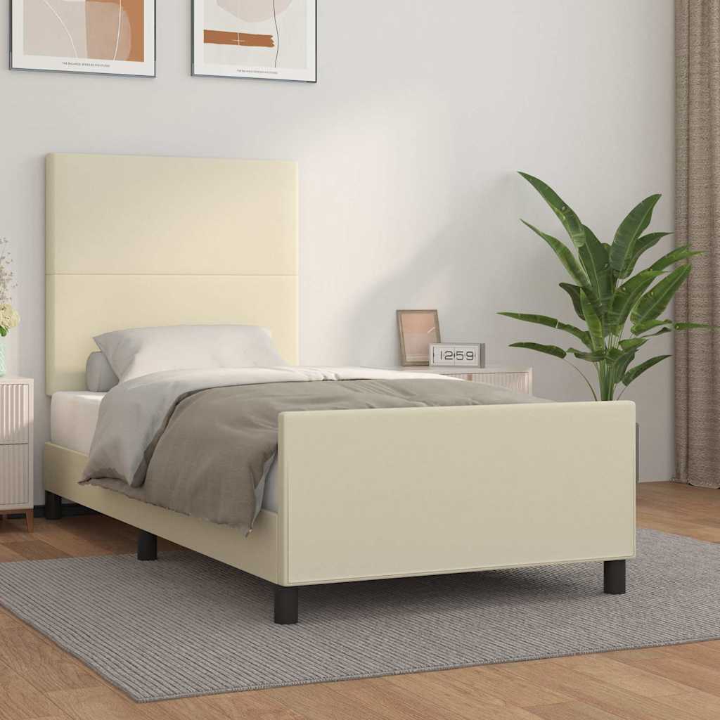Giroletto con Testiera Crema 100x200 cm in Similpelle