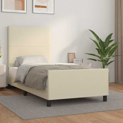 Giroletto con Testiera Crema 100x200 cm in Similpelle