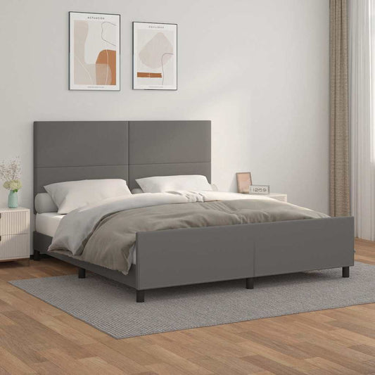 Giroletto con Testiera Grigio 160x200 cm in Similpelle