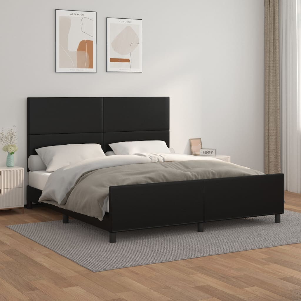 Giroletto con Testiera Nero 180x200 cm in Similpelle | homemem39