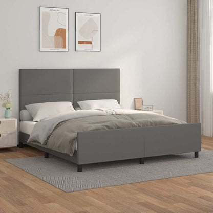 Giroletto con Testiera Grigio 180x200 cm in Similpelle