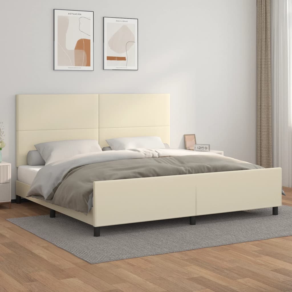 Giroletto con Testiera Crema 200x200 cm in Similpelle | homemem39