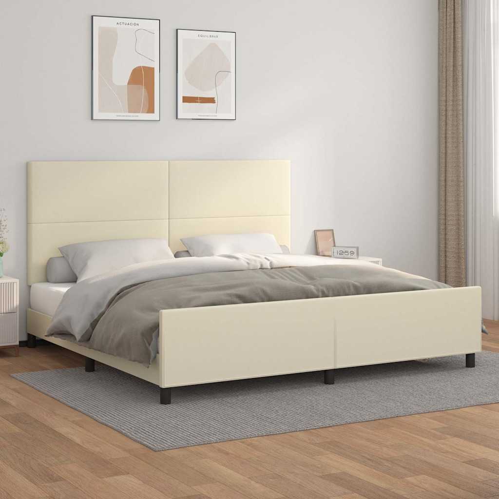Giroletto con Testiera Crema 200x200 cm in Similpelle