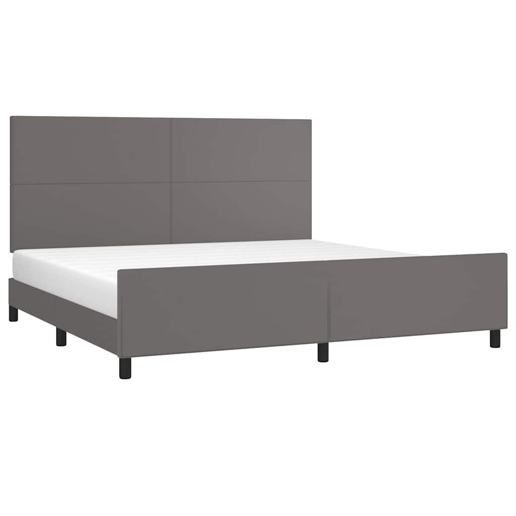 Giroletto con Testiera Grigio 200x200 cm in Similpelle