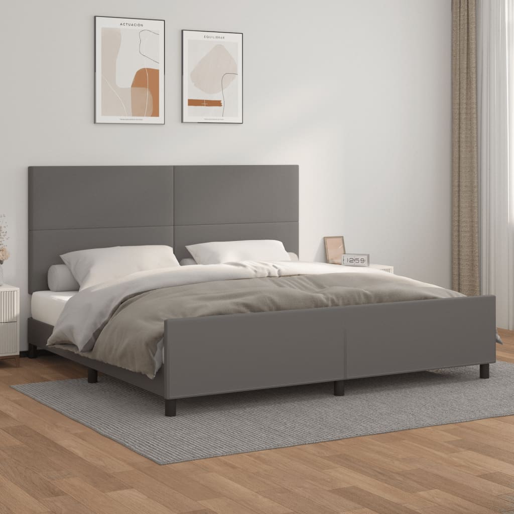 Giroletto con Testiera Grigio 200x200 cm in Similpelle - homemem39