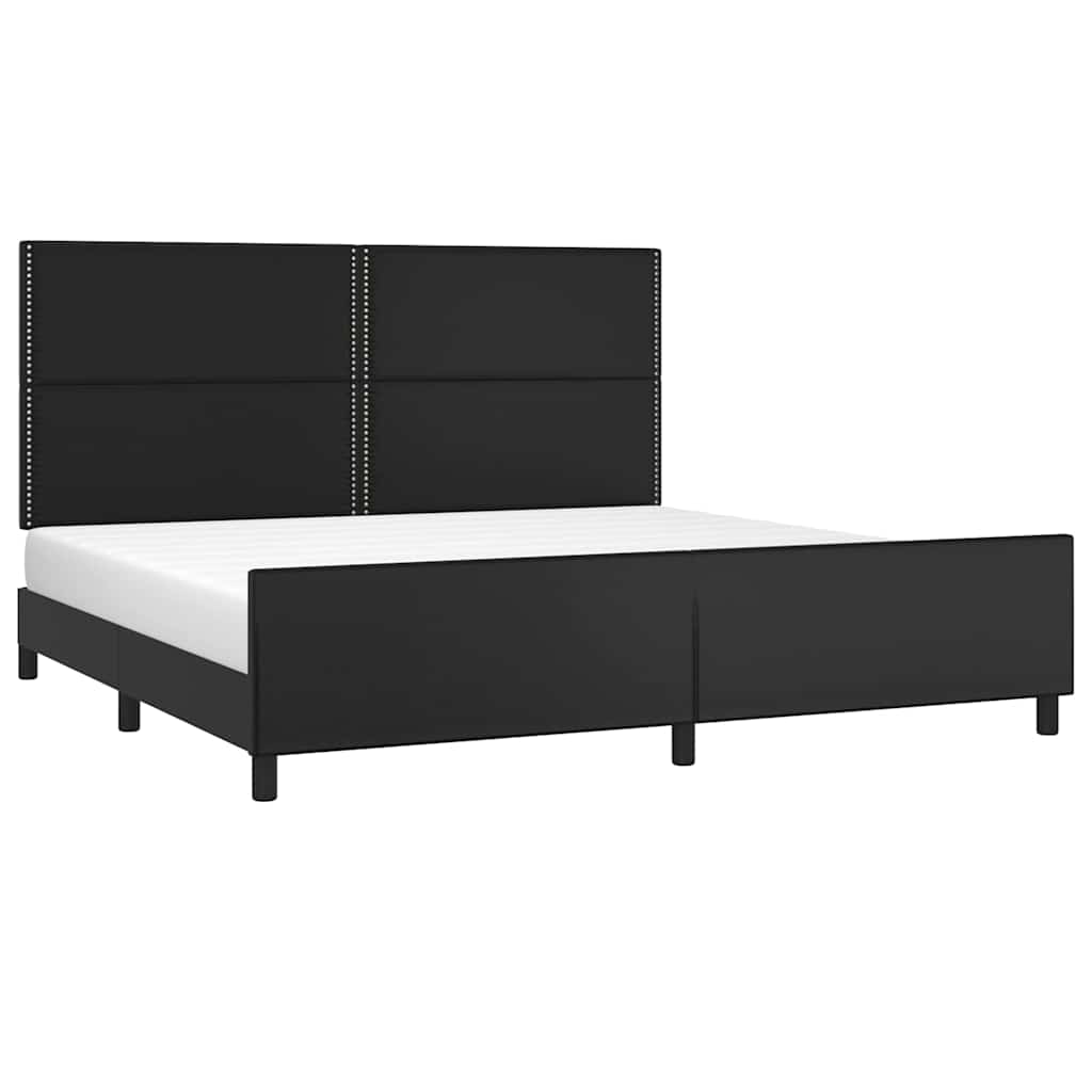 Giroletto con Testiera Nero 200x200 cm in Similpelle