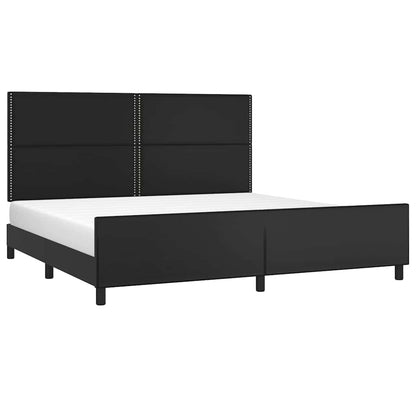 Giroletto con Testiera Nero 200x200 cm in Similpelle