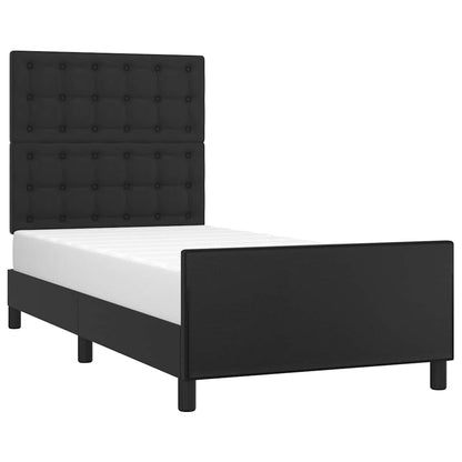 Giroletto con Testiera Nero 80x200 cm in Similpelle