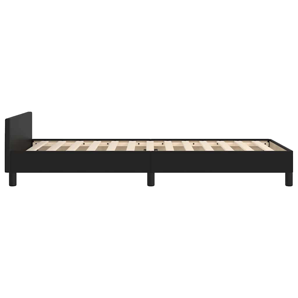 Giroletto con Testiera Nero 100x200 cm in Similpelle