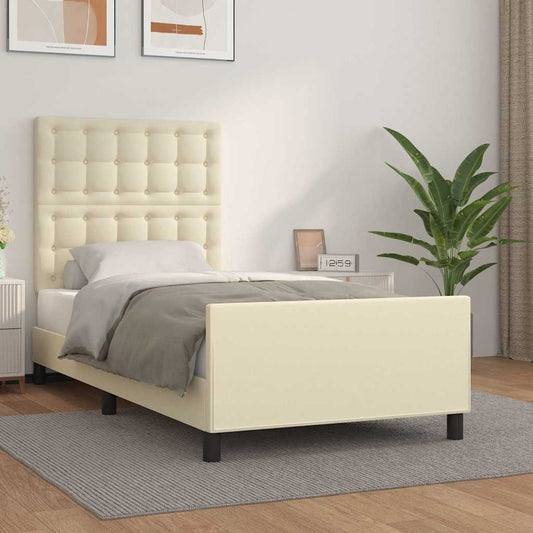 Giroletto con Testiera Crema 100x200 cm in Similpelle