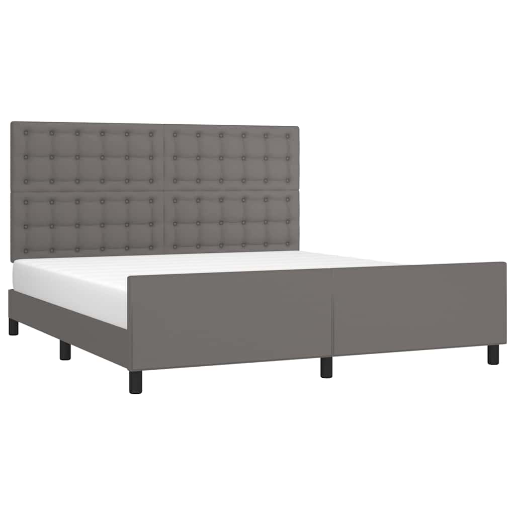 Giroletto con Testiera Grigio 160x200 cm in Similpelle