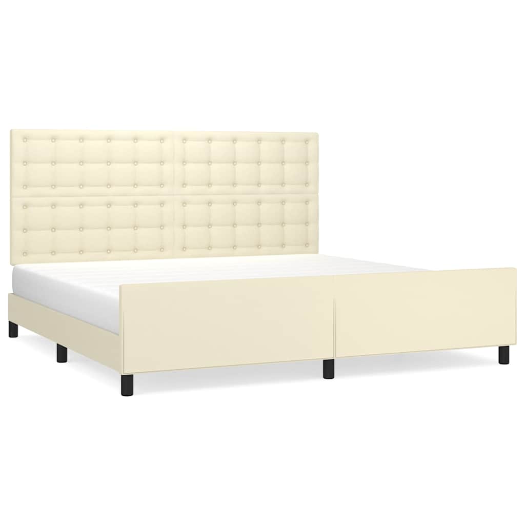 Giroletto con Testiera Crema 200x200 cm in Similpelle