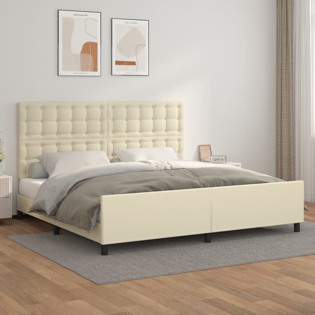 Giroletto con Testiera Crema 200x200 cm in Similpelle | homemem39
