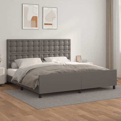Giroletto con Testiera Grigio 200x200 cm in Similpelle - homemem39