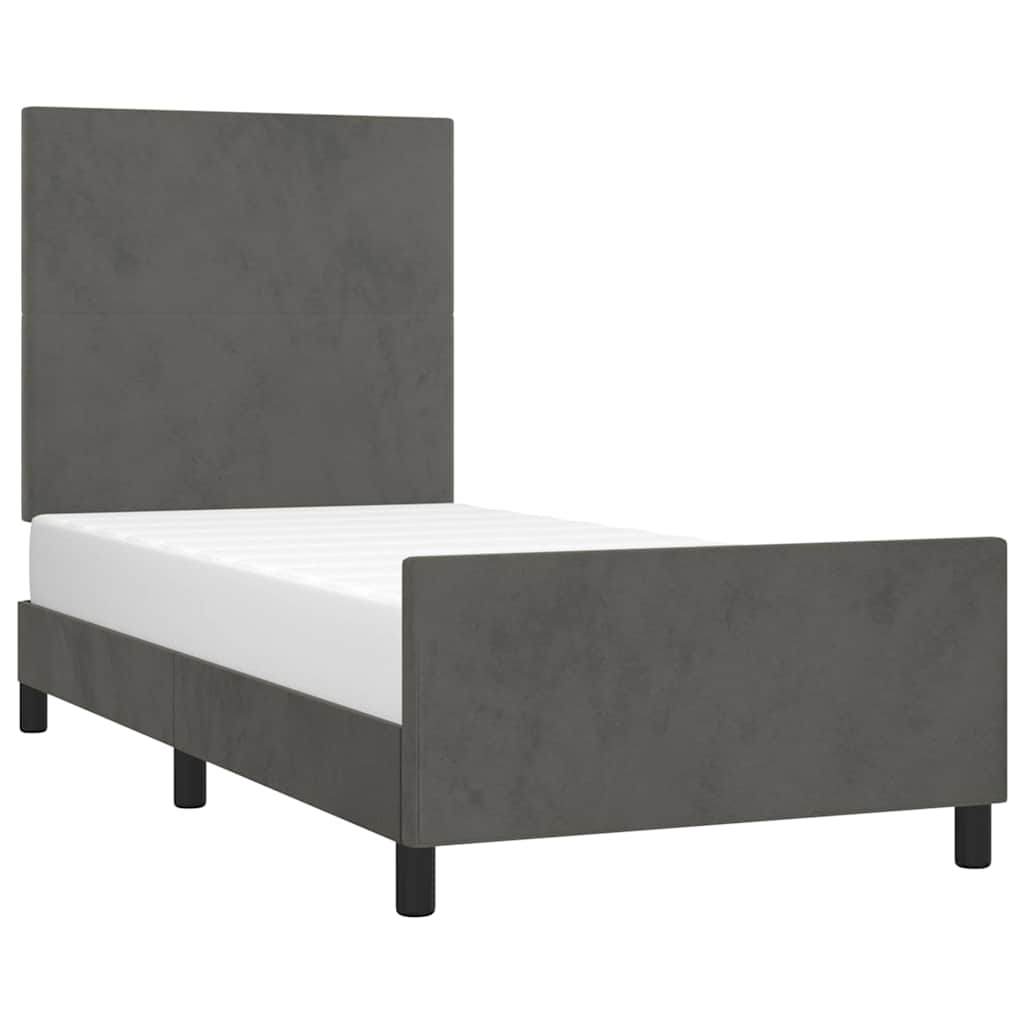 Giroletto senza Materasso Grigio Scuro 80x200 cm Velluto
