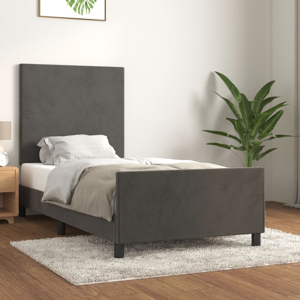 Giroletto senza Materasso Grigio Scuro 80x200 cm Velluto - homemem39